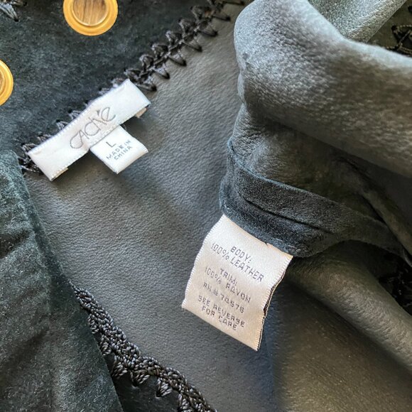 Vintage Cache Black Leather Eyelet Jacket - Picture 5 of 9